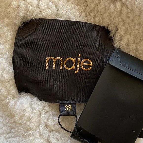 NWT Maje Tan and Cream Lamb Shearling Jacket- Gabelo jacket in Camel size 38 - Picture 11 of 16